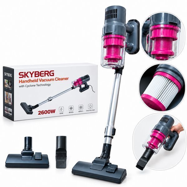 Пилосос вертикальний ручний 2 в 1 SKYBERG YX-610, 2600 Вт, циклонний, контейнерний, з HEPA-фільтром J5150 фото